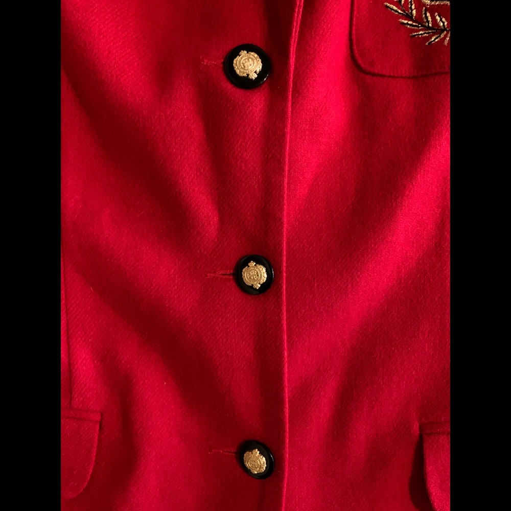 VTG Norton McNaughton Size 8 Red Blazer With Black Velvet Collar - Picture 10 of 11